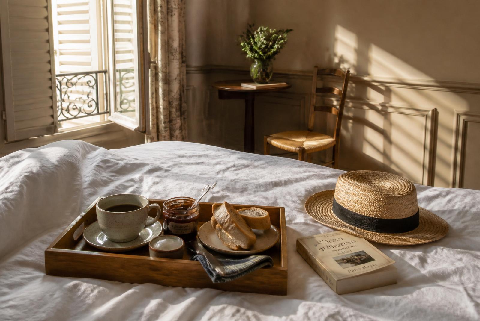 Petit-déjeuner maison servi au jardin près de la chambre Coquelicot